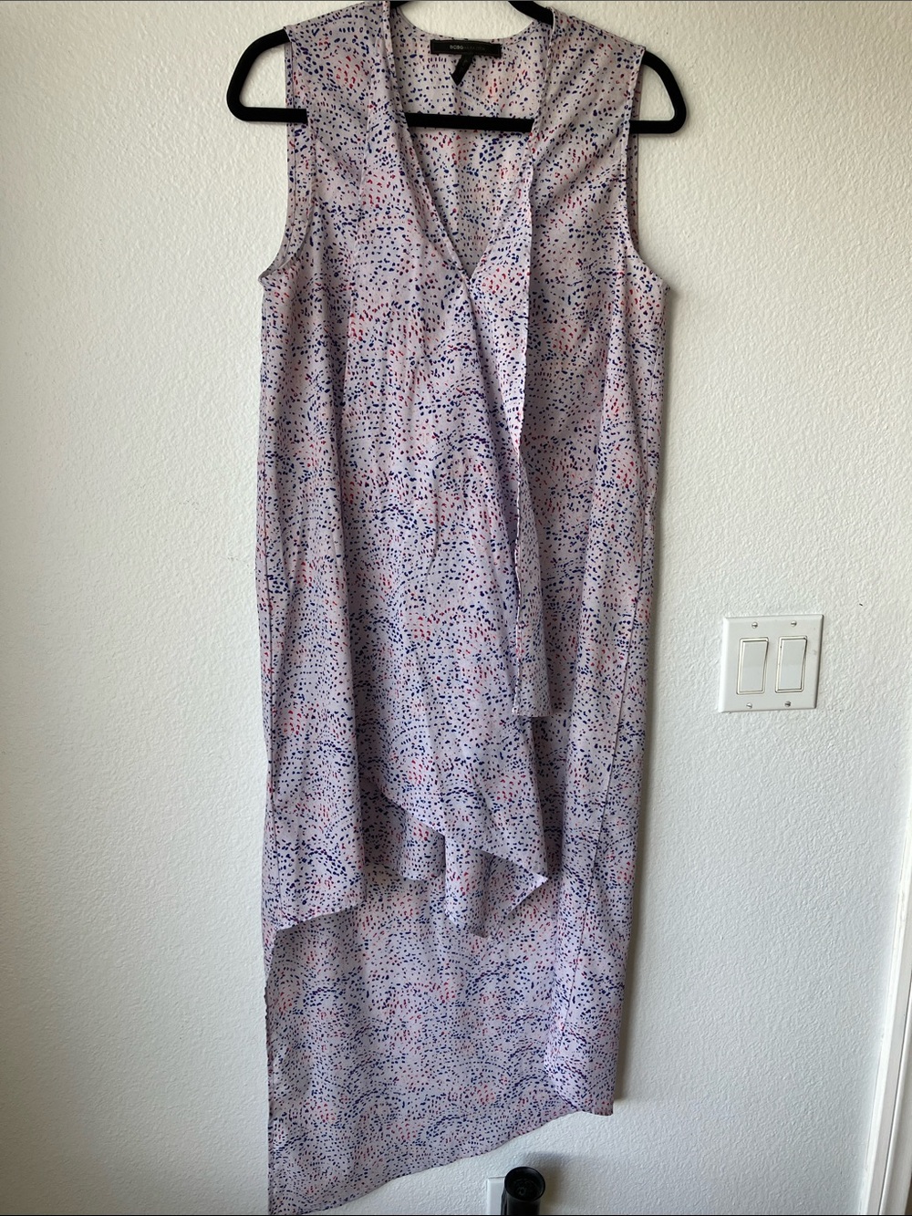 BCBG Sleeveless Lavender High Low Dotted Wrap-Front Maxi Dress